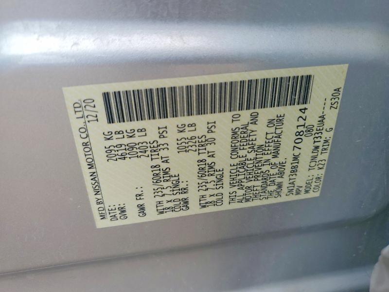 62702806 :رقم المزاد ، 5N1AT3BB1MC708124 vin ، 2021 Nissan Rogue مزاد بيع