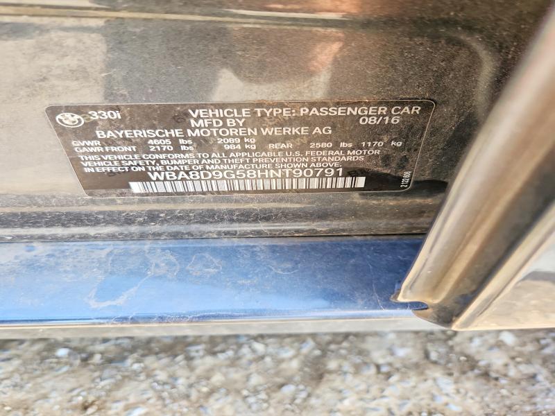 2017 Bmw 330 მანქანა იყიდება აუქციონზე, vin: WBA8D9G58HNT90791, აუქციონის ნომერი: 59907156