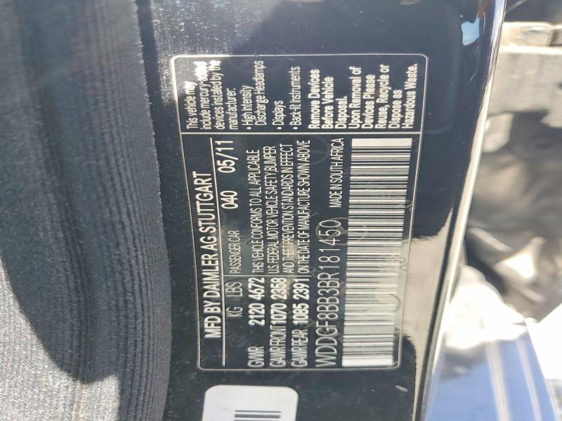 Aukcja sprzedaży 2011 Mercedes-benz C, vin: WDDGF8BB3BR181450, numer aukcji: 59371586