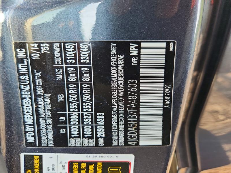 Aukcja sprzedaży 2015 Mercedes-benz Ml, vin: 4JGDA5HB7FA487603, numer aukcji: 62852046