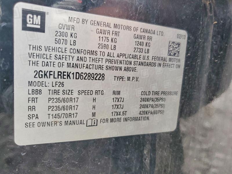 Aukcja sprzedaży 2013 Gmc Terrain, vin: 2GKFLREK1D6289228, numer aukcji: 62468806