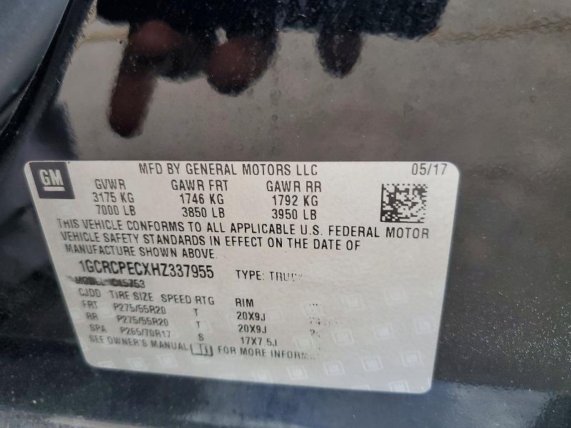 61685606 :رقم المزاد ، 1GCRCPECXHZ337955 vin ، 2017 Chevrolet Silverado مزاد بيع