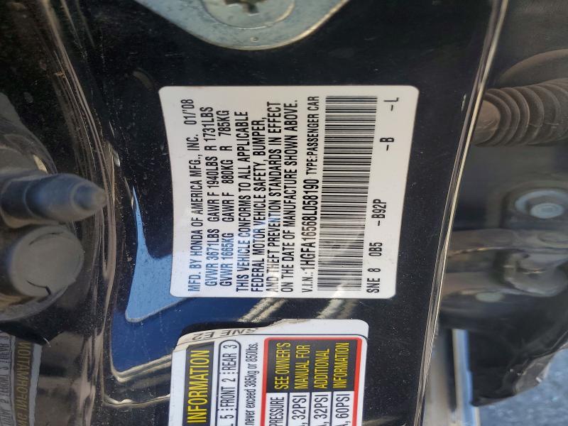 2008 Honda Civic მანქანა იყიდება აუქციონზე, vin: 1HGFA16568L058190, აუქციონის ნომერი: 60670746