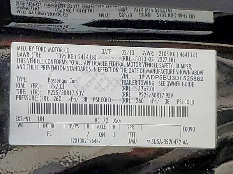 58935586 :رقم المزاد ، 1FADP5BU3DL525882 vin ، 2013 Ford C-max مزاد بيع
