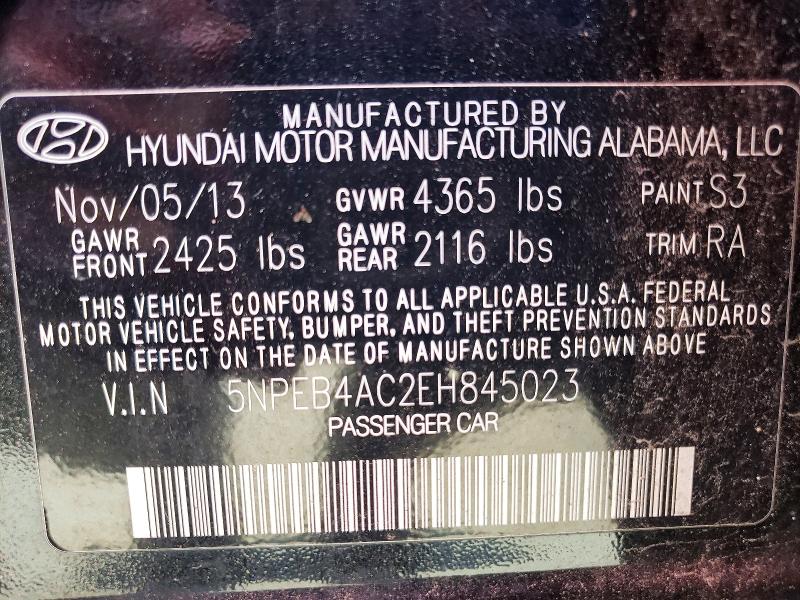 Aukcja sprzedaży 2014 Hyundai Sonata, vin: 5NPEB4AC2EH845023, numer aukcji: 59839026