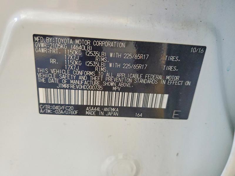 Aukcja sprzedaży 2017 Toyota Rav4, vin: JTMRFREV0HD200735, numer aukcji: 59613416