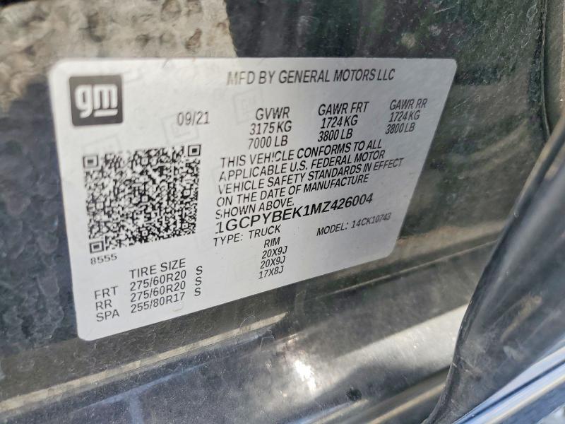 Продажа на аукционе авто 2021 Chevrolet Silverado, vin: 1GCPYBEK1MZ426004, номер лота: 60648316