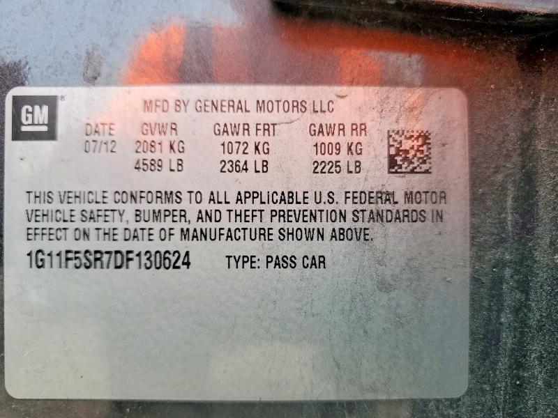 Продаж на аукціоні авто 2013 Chevrolet Malibu, vin: 1G11F5SR7DF130624, номер лоту: 60732976