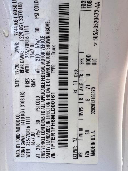2021 Ford Ranger მანქანა იყიდება აუქციონზე, vin: 1FTER1FH6MLD00161, აუქციონის ნომერი: 62914456
