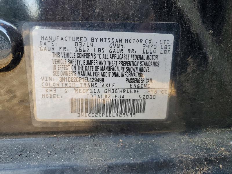 60492126 :رقم المزاد ، 3N1CE2CP1EL429499 vin ، 2014 Nissan Versa Note مزاد بيع