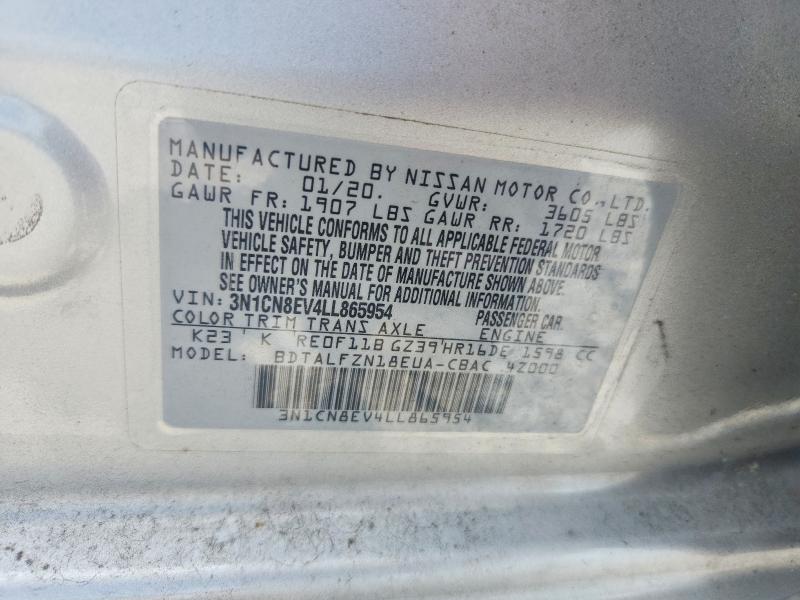 Продажа на аукционе авто 2020 Nissan Versa, vin: 3N1CN8EV4LL865954, номер лота: 61850036