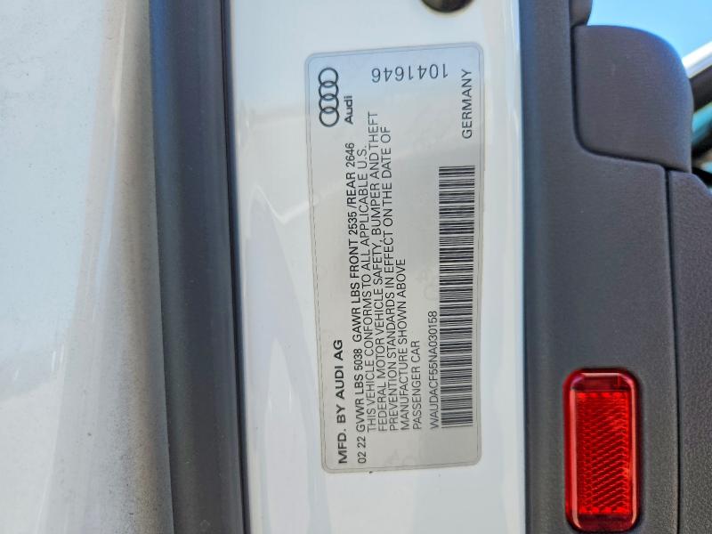 Aukcja sprzedaży 2022 Audi A5, vin: WAUDACF55NA030158, numer aukcji: 60515736