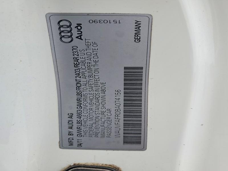 59910176 :رقم المزاد ، WAUVFAFR0BA074156 vin ، 2011 Audi A5 مزاد بيع