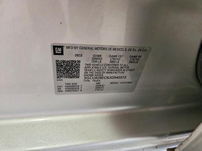 Продажа на аукционе авто 2018 Chevrolet Silverado, vin: 3GCUKREC6JG545572, номер лота: 61584846