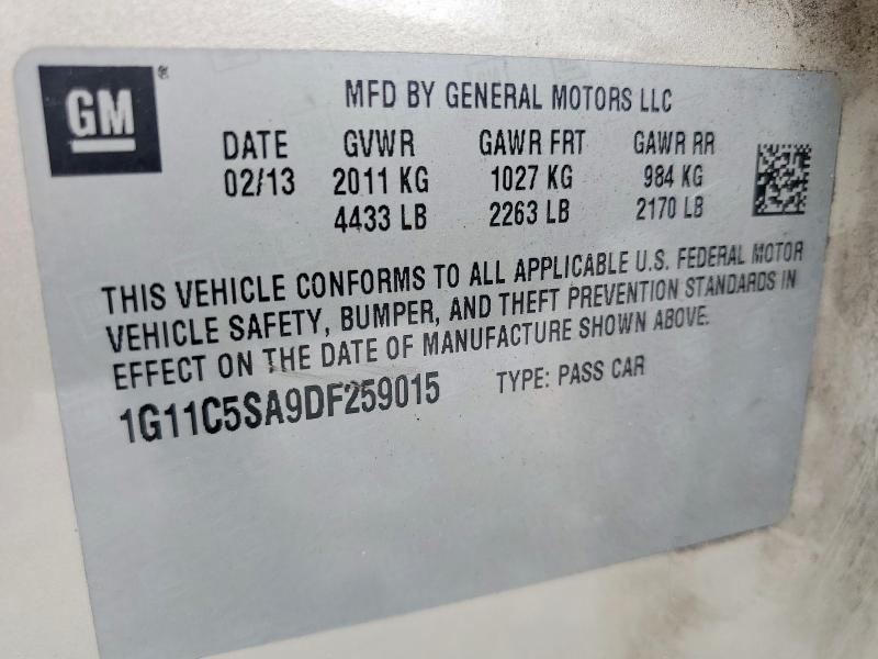 61686006 :رقم المزاد ، 1G11C5SA9DF259015 vin ، 2013 Chevrolet Malibu مزاد بيع