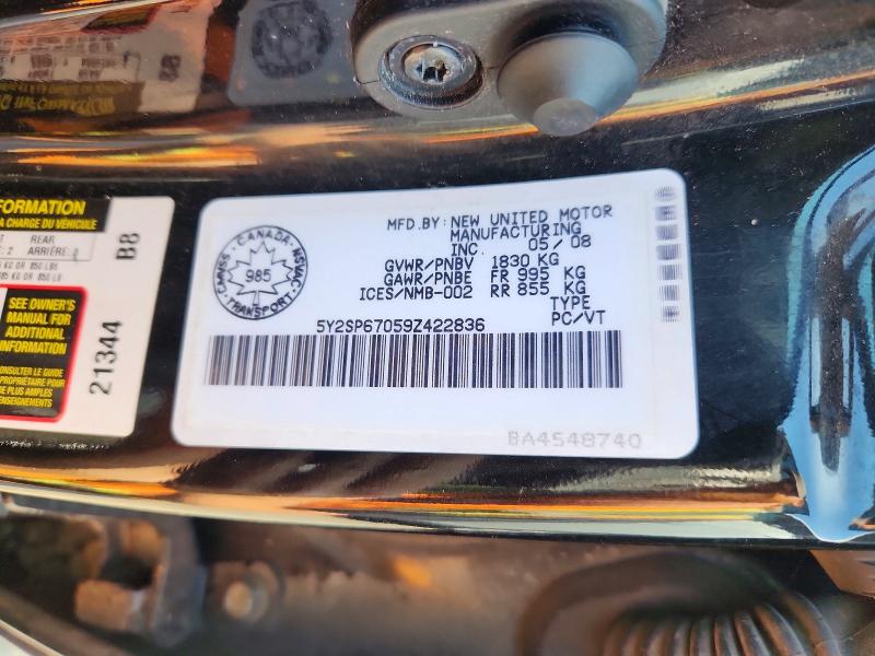 62137026 :رقم المزاد ، 5Y2SP67059Z422836 vin ، 2009 Pontiac Vibe مزاد بيع
