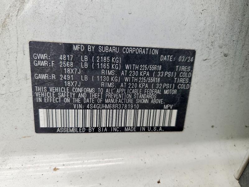 Продажа на аукционе авто 2024 Subaru Crosstrek, vin: 4S4GUHM68R3781910, номер лота: 61894986