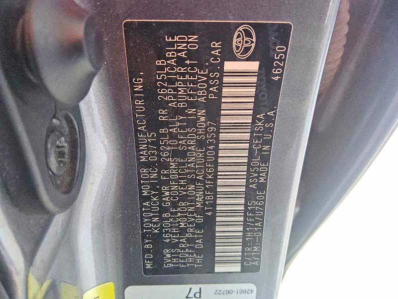 61056836 :رقم المزاد ، 4T1BF1FK6FU043597 vin ، 2015 Toyota Camry مزاد بيع