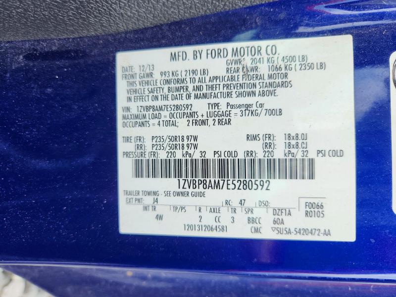60362826 :رقم المزاد ، 1ZVBP8AM7E5280592 vin ، 2014 Ford Mustang مزاد بيع