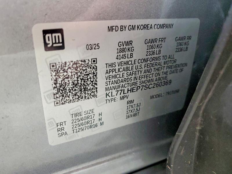 Продажа на аукционе авто 2025 Chevrolet Trax, vin: KL77LHEP7SC260369, номер лота: 61290086