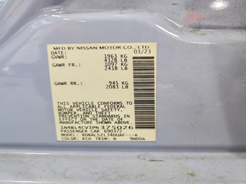 59721196 :رقم المزاد ، 1N4BL4CV3PN375026 vin ، 2023 Nissan Altima مزاد بيع