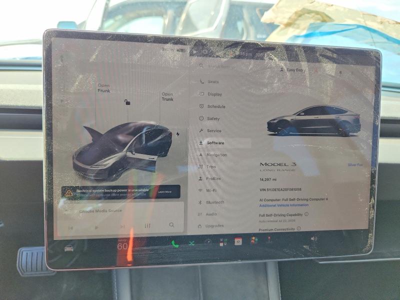 Продажа на аукционе авто 2025 Tesla Model 3, vin: 5YJ3E1EA2SF081058, номер лота: 60013216