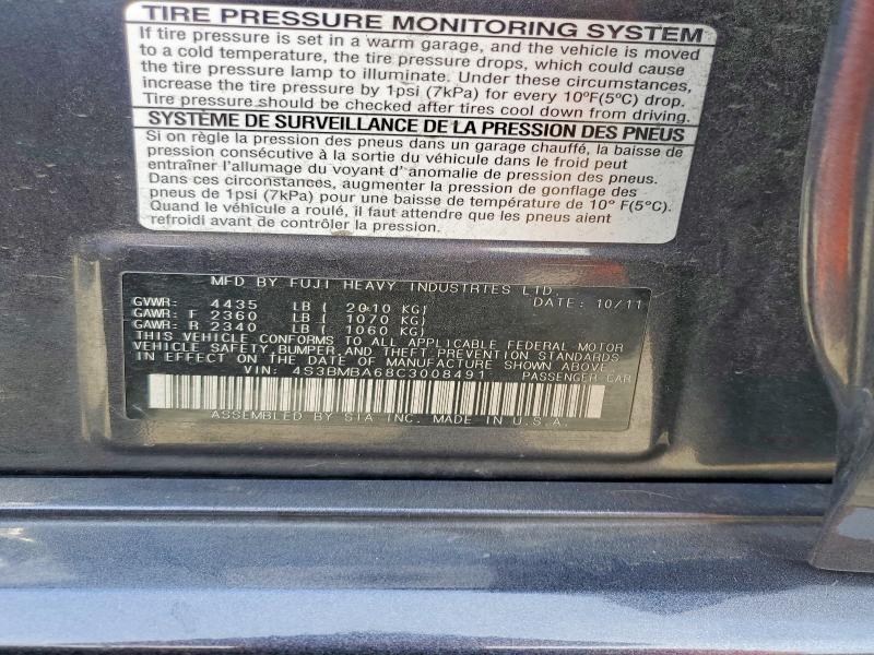 Продаж на аукціоні авто 2012 Subaru Legacy, vin: 4S3BMBA68C3008491, номер лоту: 59392766