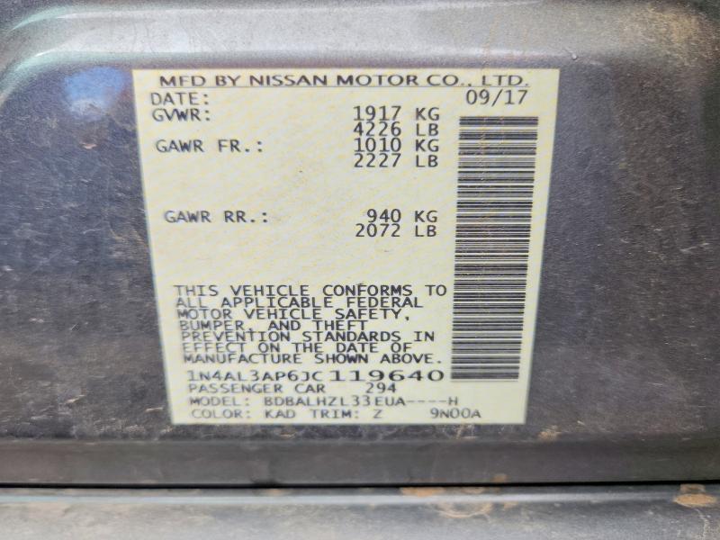 62630096 :رقم المزاد ، 1N4AL3AP6JC119640 vin ، 2018 Nissan Altima مزاد بيع