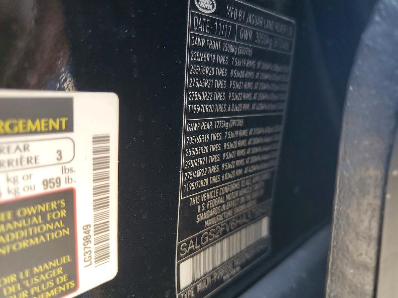 Продажа на аукционе авто 2017 Land Rover Range Rover, vin: SALGS2FV6HA379849, номер лота: 63532386