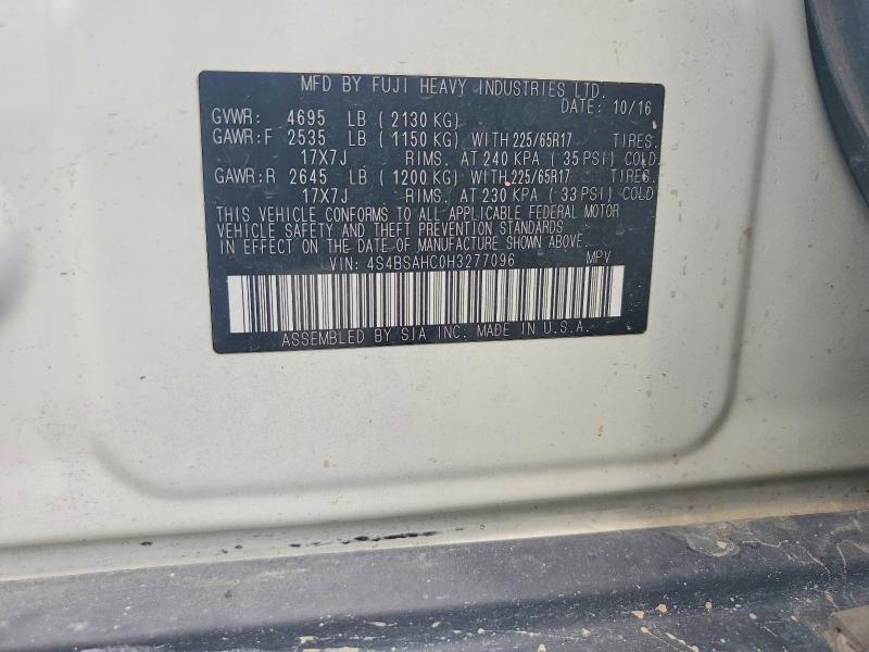 Продажа на аукционе авто 2017 Subaru Outback, vin: 4S4BSAHC0H3277096, номер лота: 60000366