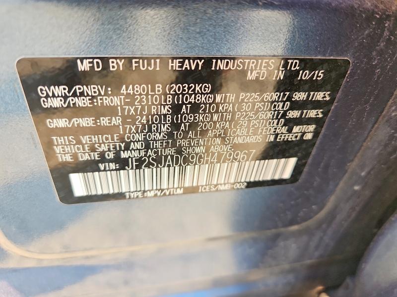 Продаж на аукціоні авто 2016 Subaru Forester, vin: JF2SJADC9GH479967, номер лоту: 61590726