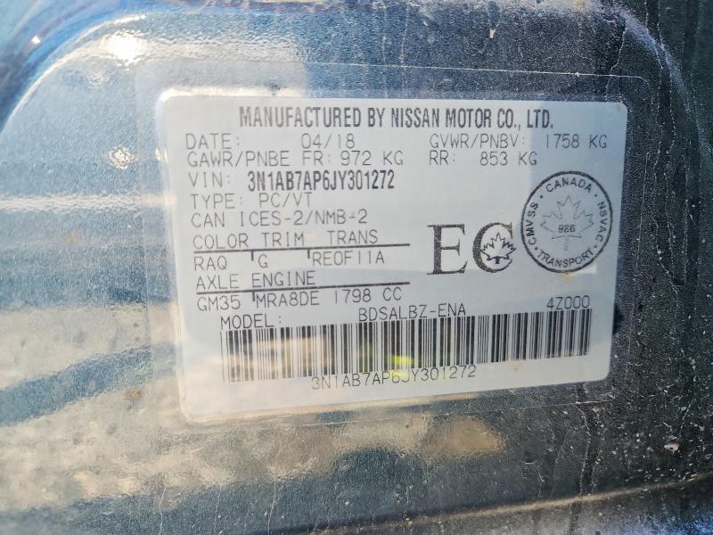 Продаж на аукціоні авто 2018 Nissan Sentra, vin: 3N1AB7AP6JY301272, номер лоту: 60601246