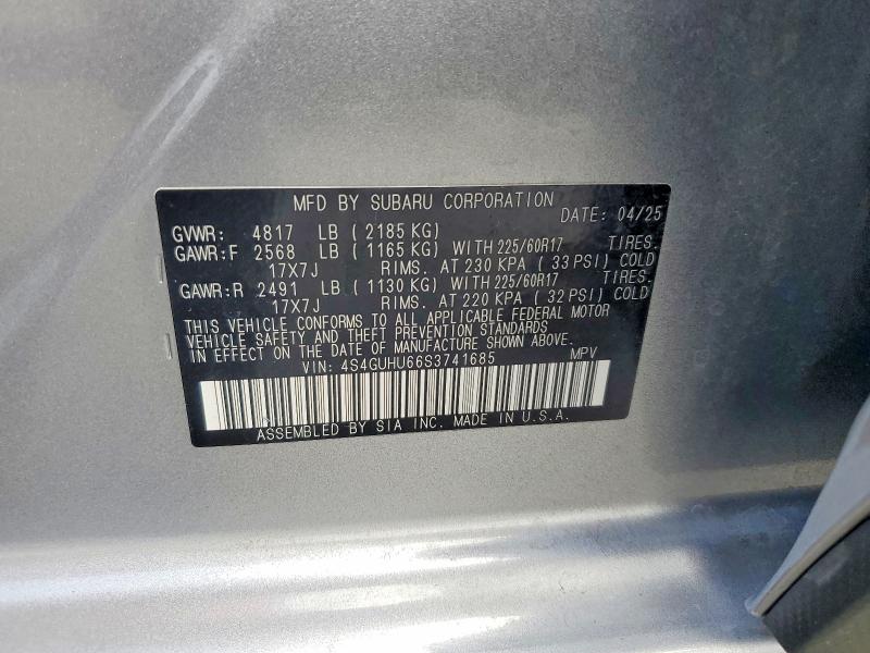 Продаж на аукціоні авто 2025 Subaru Crosstrek, vin: 4S4GUHU66S3741685, номер лоту: 61887746