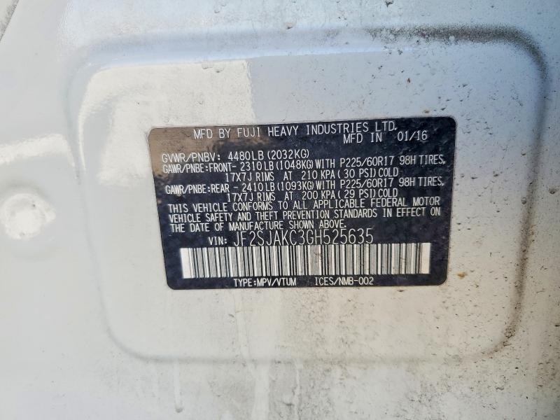 59967106 :رقم المزاد ، JF2SJAKC3GH525635 vin ، 2016 Subaru Forester مزاد بيع