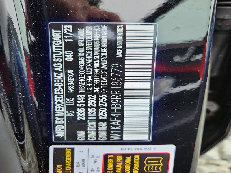 59809256 :رقم المزاد ، W1KAF4HB9RR186779 vin ، 2024 Mercedes-benz C مزاد بيع
