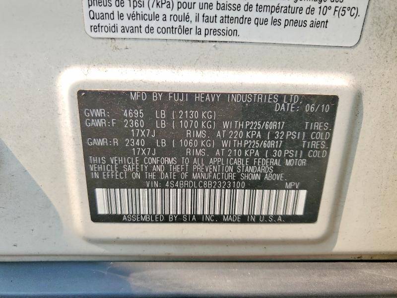 2011 Subaru Outback მანქანა იყიდება აუქციონზე, vin: 4S4BRDLC8B2323100, აუქციონის ნომერი: 60456386