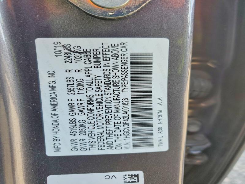 Aukcja sprzedaży 2020 Honda Accord, vin: 1HGCV3F42LA001628, numer aukcji: 60170186