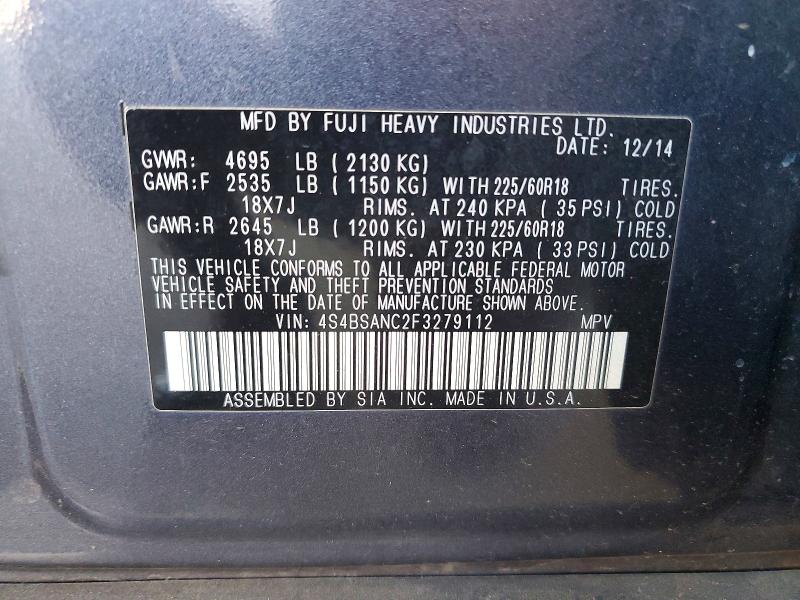 2024 Subaru Outback მანქანა იყიდება აუქციონზე, vin: 4S4BSANC2F3279112, აუქციონის ნომერი: 62806796