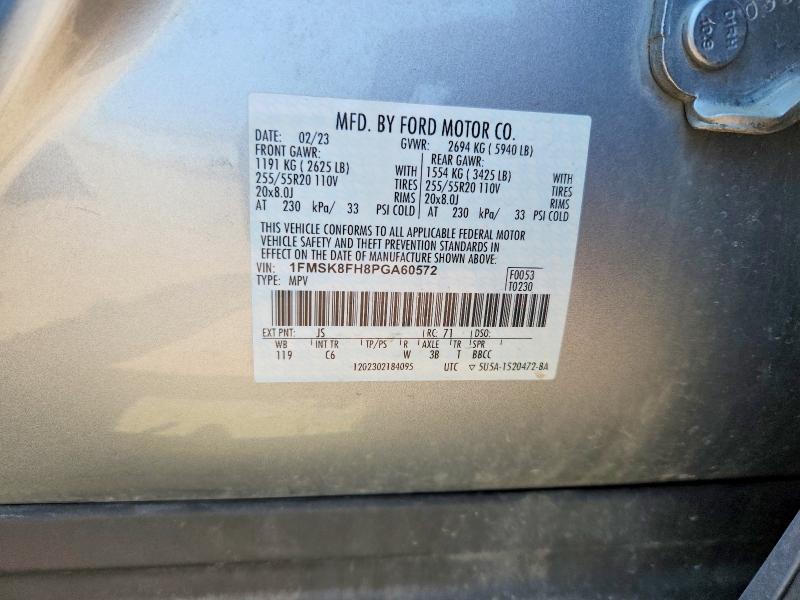 2023 Ford Explorer მანქანა იყიდება აუქციონზე, vin: 1FMSK8FH8PGA60572, აუქციონის ნომერი: 63281546