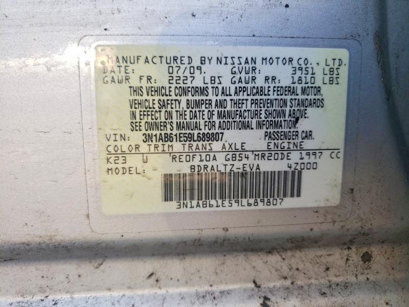 Продаж на аукціоні авто 2009 Nissan Sentra, vin: 3N1AB61E59L689807, номер лоту: 61227386