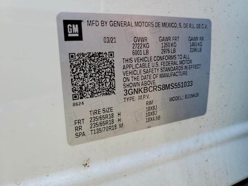 Продажа на аукционе авто 2021 Chevrolet Blazer, vin: 3GNKBCRS8MS551033, номер лота: 62013886