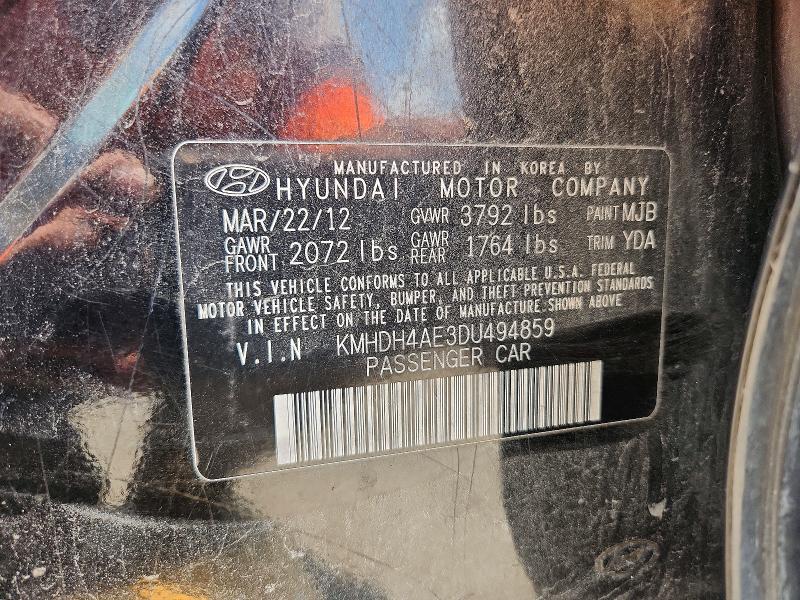 62292526 :رقم المزاد ، KMHDH4AE3DU494859 vin ، 2013 Hyundai Elantra مزاد بيع