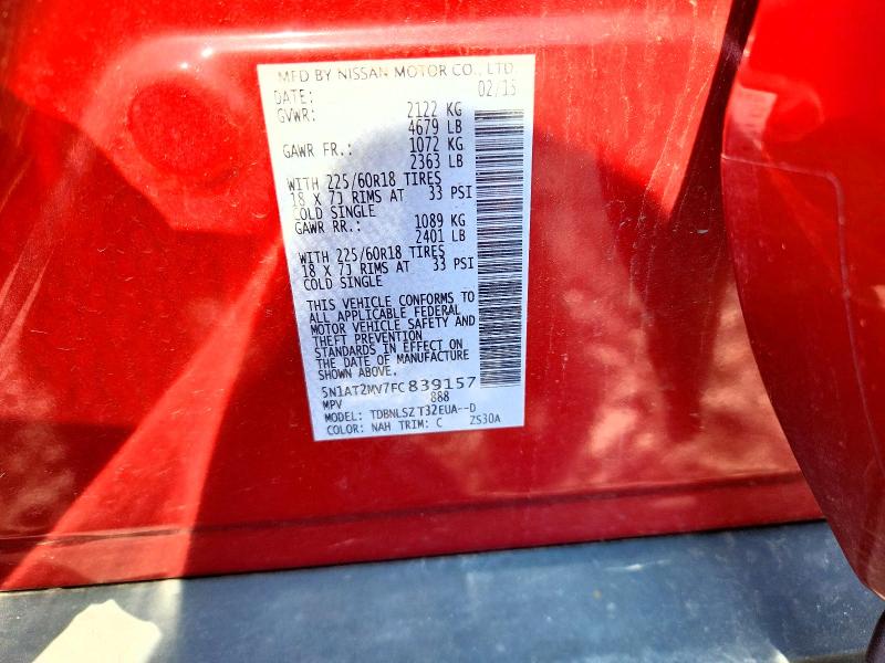 Aukcja sprzedaży 2015 Nissan Rogue, vin: 5N1AT2MV7FC839157, numer aukcji: 74515945