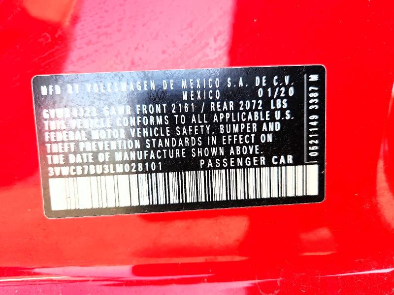 Aukcja sprzedaży 2020 Volkswagen Jetta, vin: 3VWCB7BU3LM028101, numer aukcji: 58265946