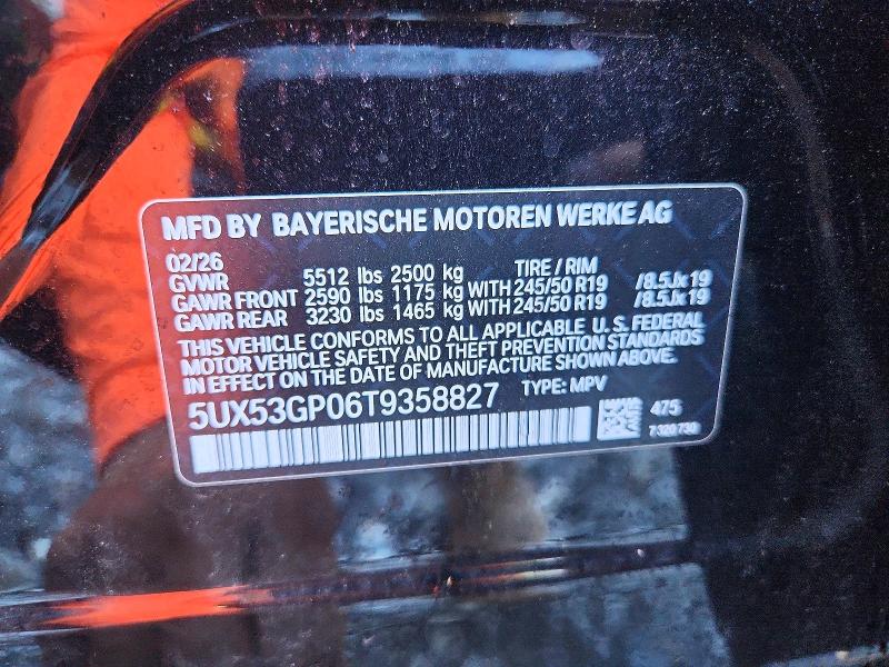 2026 Bmw X3 მანქანა იყიდება აუქციონზე, vin: 5UX53GP06T9358827, აუქციონის ნომერი: 61719856
