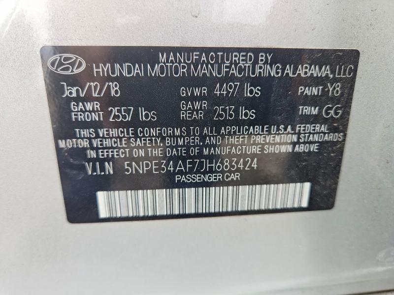 Продаж на аукціоні авто 2018 Hyundai Sonata, vin: 5NPE34AF7JH683424, номер лоту: 62984216