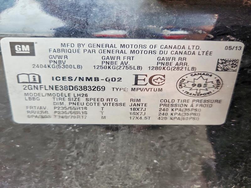 Продаж на аукціоні авто 2013 Chevrolet Equinox, vin: 2GNFLNE38D6383269, номер лоту: 62435446