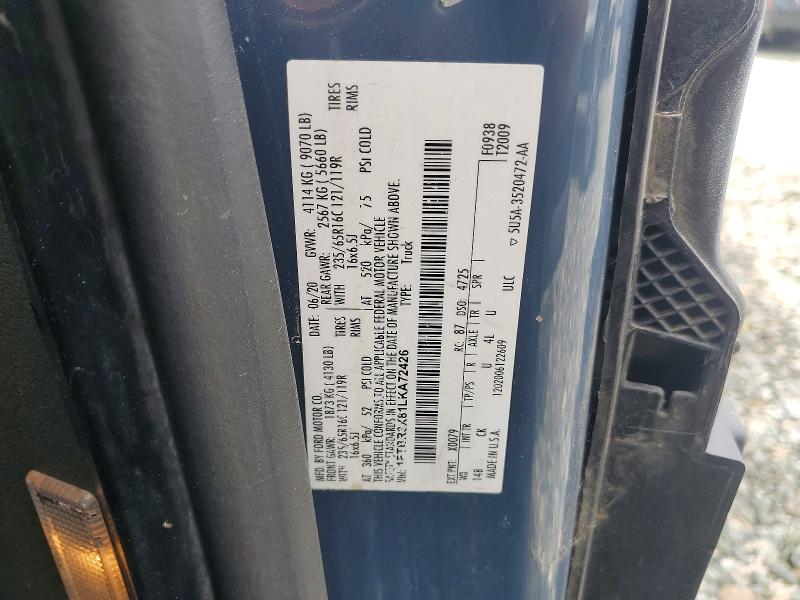 Продажа на аукционе авто 2020 Ford Transit, vin: 1FTBR3X81LKA72426, номер лота: 58181516