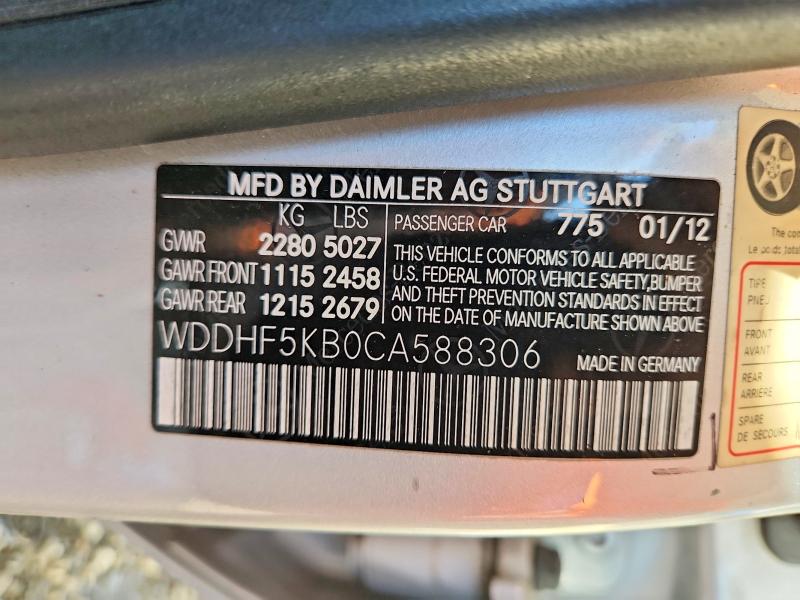 61862976 :رقم المزاد ، WDDHF5KB0CA588306 vin ، 2012 Mercedes-benz E مزاد بيع