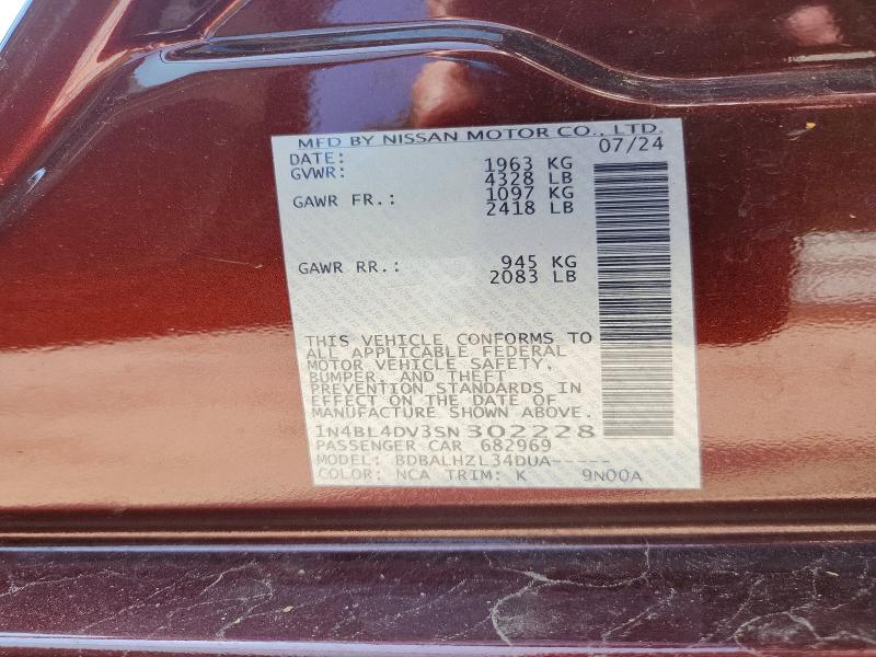 Продажа на аукционе авто 2025 Nissan Altima, vin: 1N4BL4DV3SN302228, номер лота: 59269866